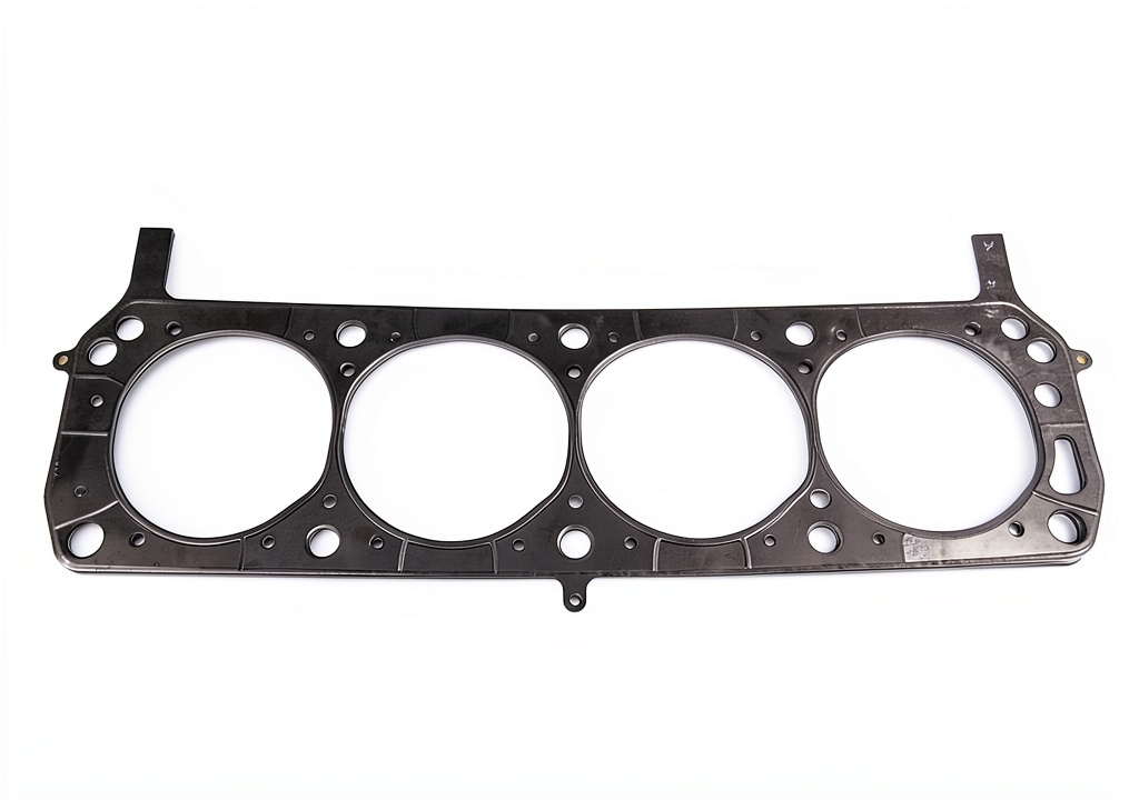 Installing Ford 302/351W V8 Head Gasket COMETIC Aramid on a wooden workbench