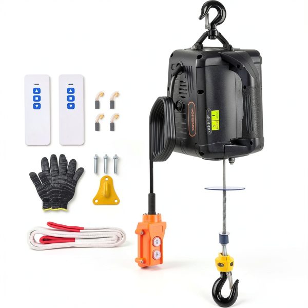 3 in 1 1100lbs Electric Hoist Winch，120 Volt 1500W Portable Electric Winch with Manual/Cable/Wireless Remote Control for Attic Lift，Deer Hoist，Garage，Warehouses，Factories (Black)-8