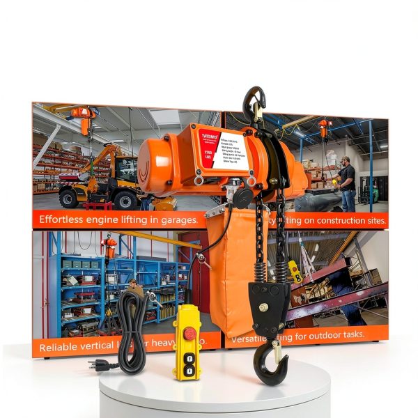 Electric Chain Hoist Winch 1Ton, 20Ft Wired Remote Control w/Emergency Stop Switch Double Chain Design Max Load 2200lbs Max Lift Height 20Ft 120V Crane Hoist for Garage Ceiling-5