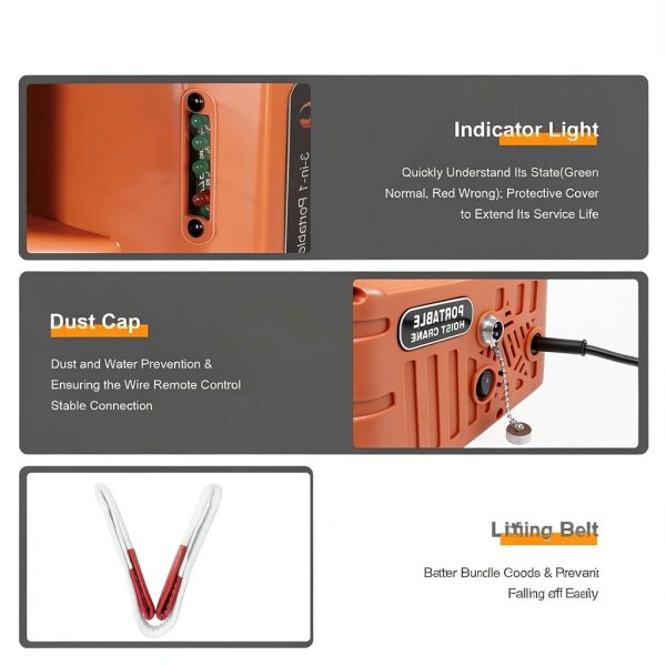 Portable Electric Hoist,1100LB Electric Winch Crane, 2 in 1 Winch Engine Crane,25 ft Lifting Height with Wire Remote Control and Overload Protection,Warehouses,Factories and Construction Sites-3