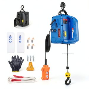 3 in 1 1100lbs Electric Hoist Winch，120 Volt 1500W Portable Electric Winch with Manual/Cable/Wireless Remote Control for Attic Lift，Deer Hoist，Garage，Warehouses，Factories (Black)-0